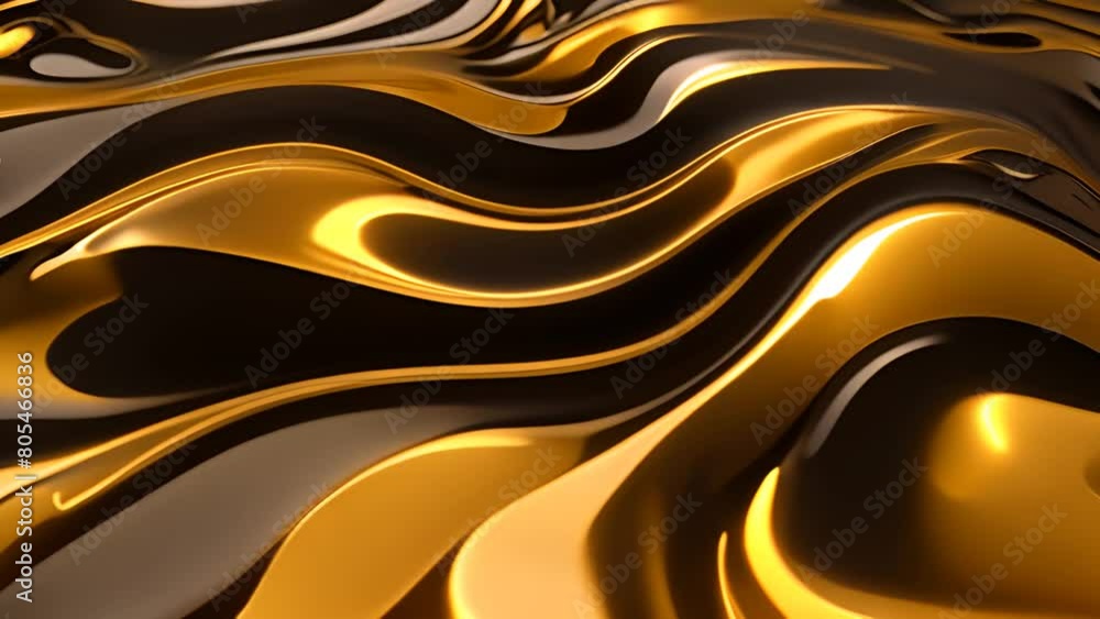 Aufkleber black and gold background with wavy lines generative ai
