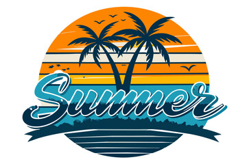 Hello Summer Beach Graphic on white background