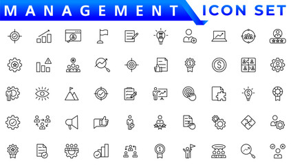 Business and management line icons set. Management icon collection