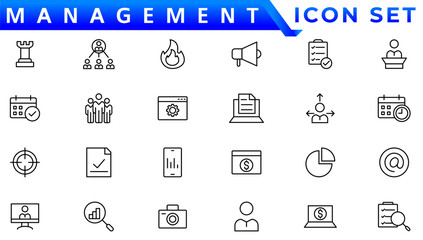 Business and management line icons set. Management icon collection