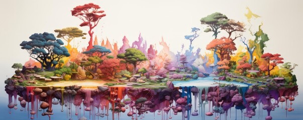 Dynamic illustration of Earth with pastel landmasses dripping down, reflecting the urgency of environmental issues - obrazy, fototapety, plakaty