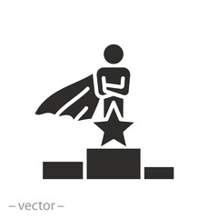 superiority man with star icon, superior person, successful business victory, flat symbol on white background - vector illustration