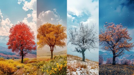 Behold the breathtaking spectacle of all four seasons in this captivating image