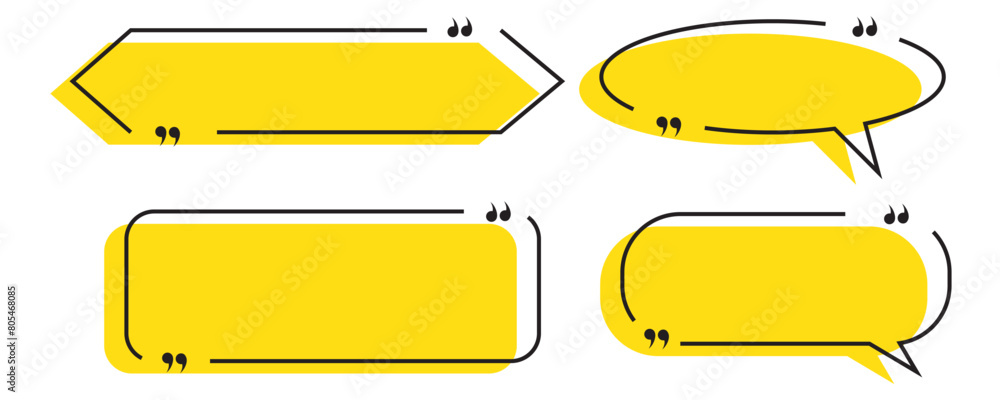 Poster quote box frame set. texting quote boxes. templates of texting black line quote frames for definitio