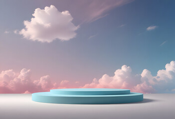 abstract platforms, Realistic mock up for promotion, sky nad cloud background, product show,front view
