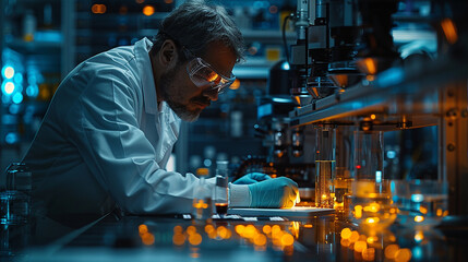 A quantum computing laboratory with advanced equipment and scientists at work.
