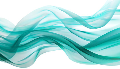 Obraz premium Soft turquoise abstract waves, vividly isolated on white, high-definition quality.