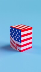 A cube with an american flag on it.