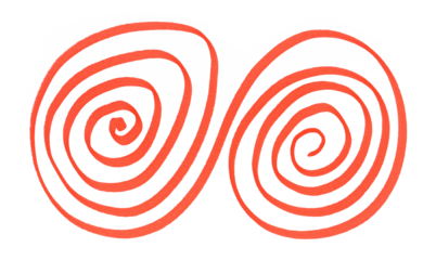 Grunge scribble symbol spiral, double helix, logo DNA, red marker isolated on white background