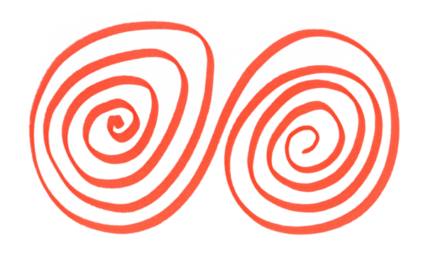 Grunge scribble symbol spiral, double helix, logo DNA, red marker isolated on white background