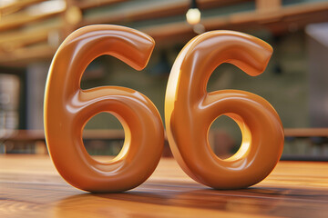 Number 66 in 3d style	 - obrazy, fototapety, plakaty