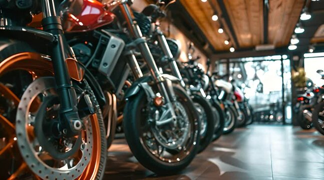 Clean sport motorcycle dealer footage