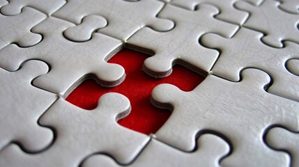 Detailed view of a puzzle piece missing