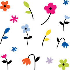 trend simple flower, cute style, trend color 