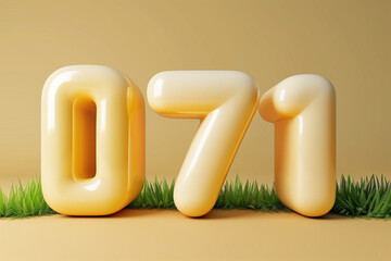 Number 071 in 3d style	 - obrazy, fototapety, plakaty