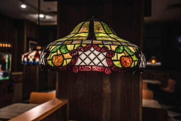 Closeup of an antique lamp held from the ceiling