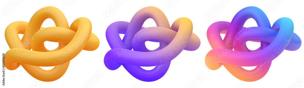 Poster set of abstract curved lines, 3d render