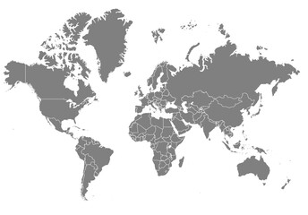 Outline of the map of World with regions