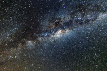 nightscape, night full of stars, view into a bright night sky with Milkyway in the southern...