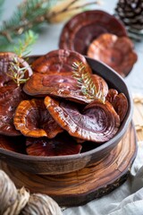 Fototapeta premium Reishi Mushrooms, Immune - Boosting, Health Benefits, Superfood Elixir