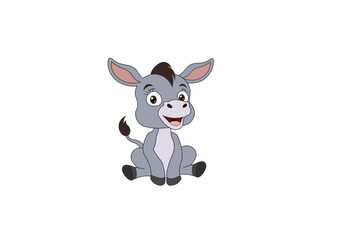 Vector illustration of a joyful donkey on a white background