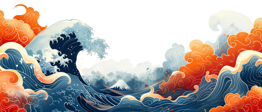 japanese waves art wallpaper
