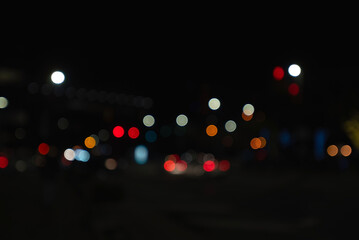 Bokeh of car lights in the city. Background