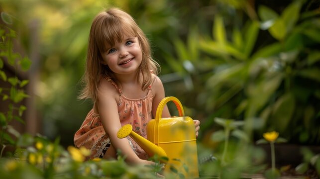 A Girl with Yellow Watering Can
