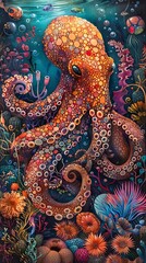Obraz premium Explore a surreal underwater world painted in vibrant watercolors Capture mysterious creatures and dreamlike landscapes in intricate detail