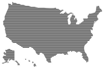 Striped pattern map of America. vector illustration