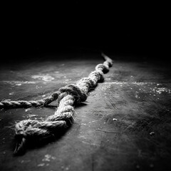frayed hempen rope lying on the floor