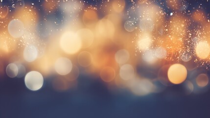 Christmas abstract blur background - light bokeh from Xmas tree at a night party in winter. Vintage color tone