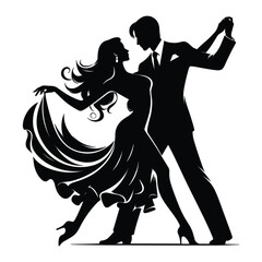 silhouette of Dancing couple vector