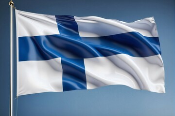 A blue and white flag with a cross on it