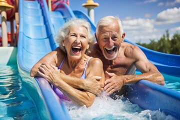 A man and woman are laughing and enjoying themselves in a pool