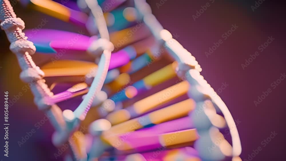 Poster close up of multicolored dna model structure generative ai
