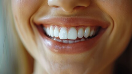   A close-up of a woman smiling with a toothbrush in hand, not in mouth