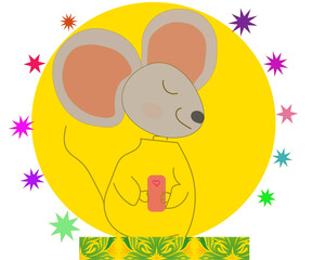 Obraz premium Миша та мобілка