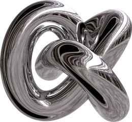 Chrome knot with intricate, reflective surfaces twisting in a seamless loop, creating an endless,...