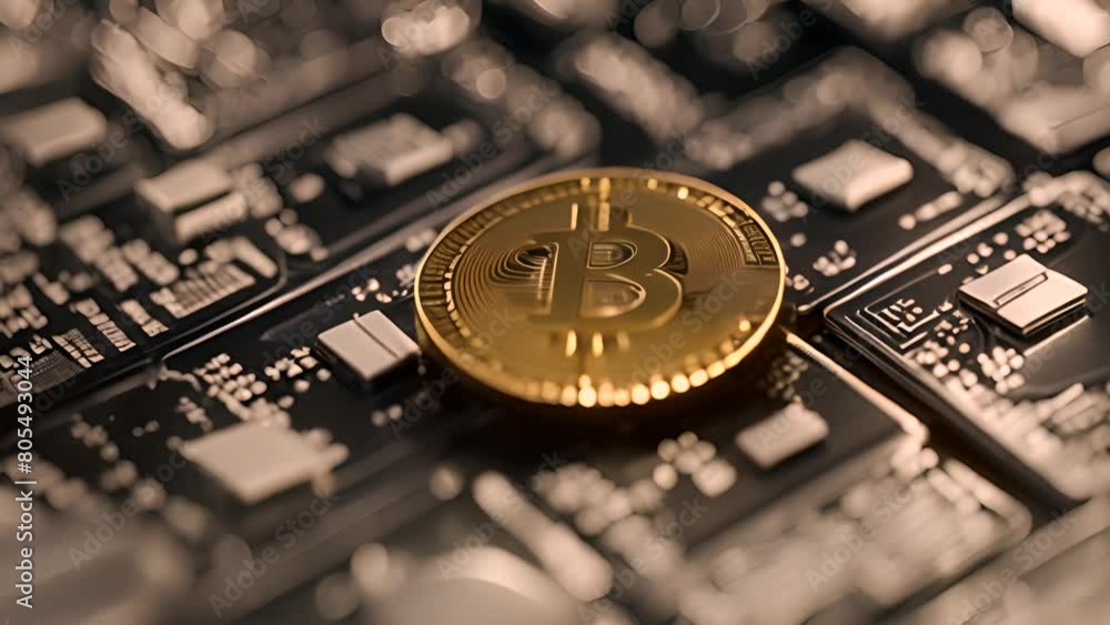 Poster bitcoin on computer keyboard generative ai