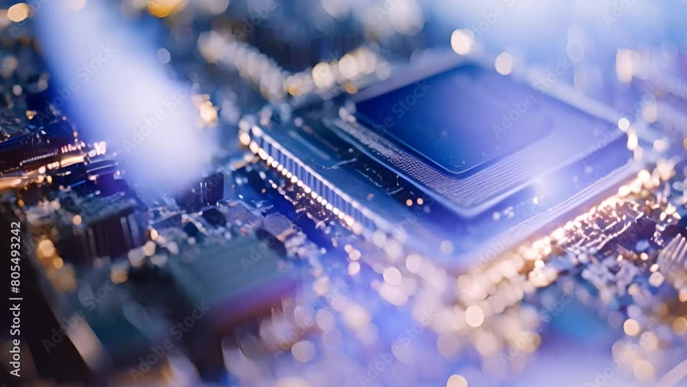 Poster close up of a processor chip generative ai