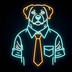 Labrador retriever in a shirt and tie - obrazy, fototapety, plakaty