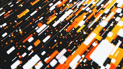 Fototapeta premium White and orange Elements on a Background of Vibrant black with Stylish Stripes