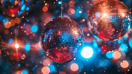 Obraz premium a couple of disco balls hanging from a string
