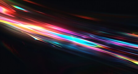 a black background with a multicolored line of light streaks in the middle of it