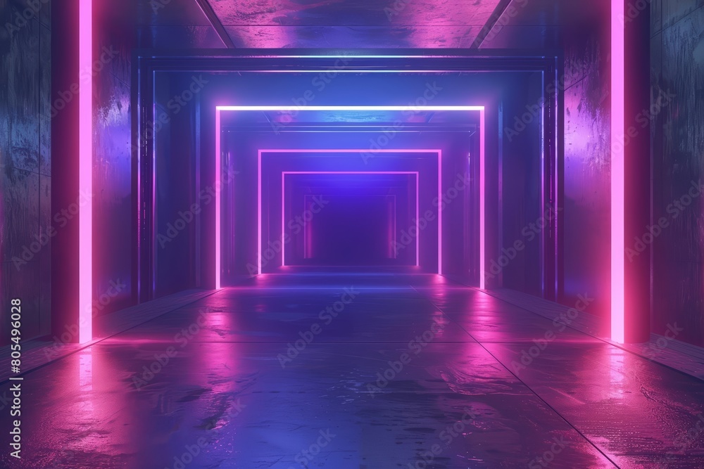 Poster the background of futuristic hitech lines in a studio showcases a blank neon canvas, accentuating cu