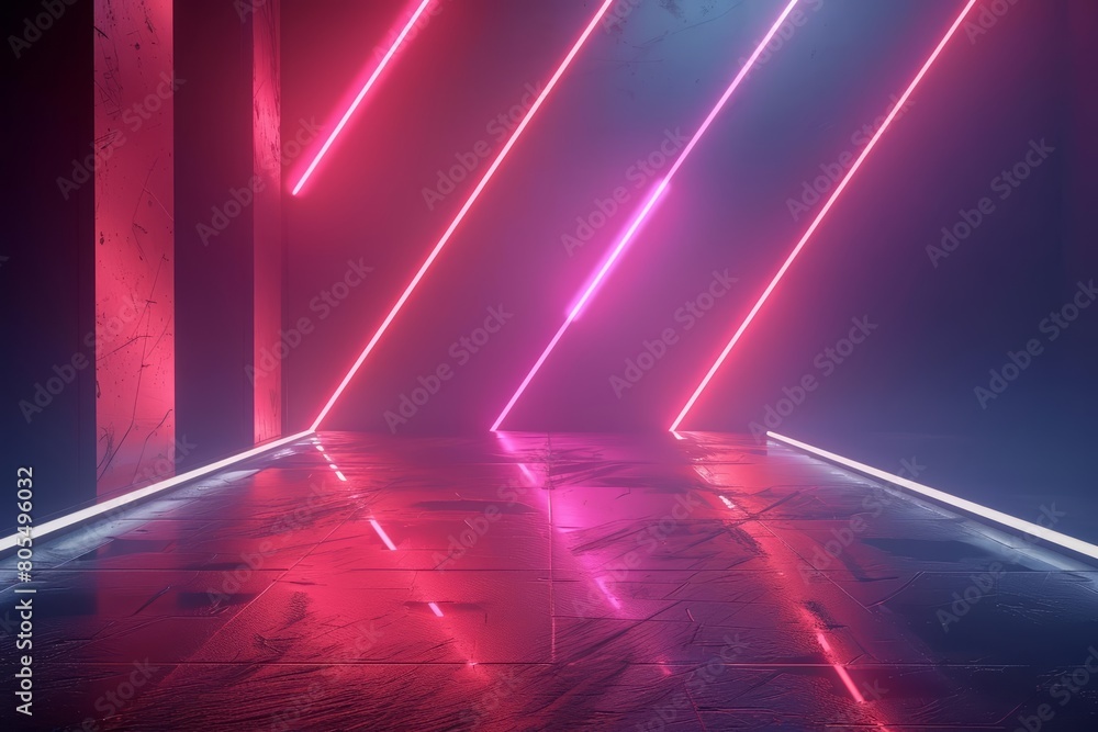 Poster the background of futuristic hitech lines in a studio showcases a blank neon canvas, accentuating cu