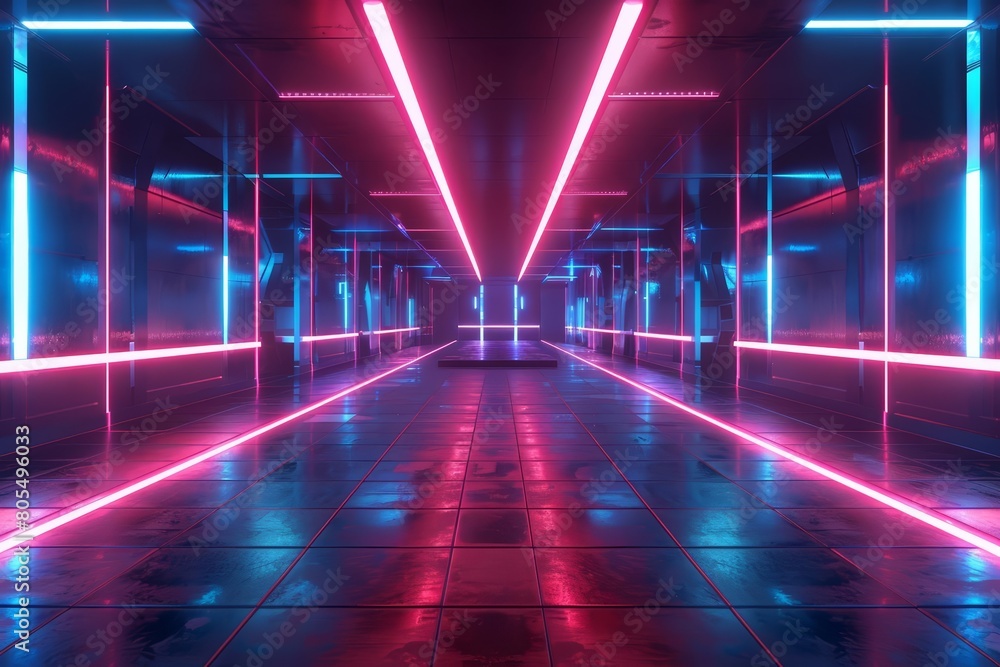 Poster the background of futuristic hitech lines in a studio showcases a blank neon canvas, accentuating cu