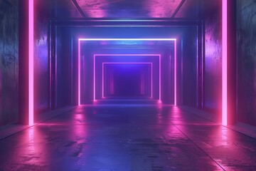 Fototapeta premium The Background of futuristic hitech lines in a studio showcases a blank neon canvas, accentuating cuttingedge visual technology, Sharpen 3d rendering background
