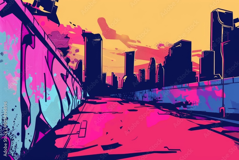 Poster this creative banner of urban culture mixes graffiti art with city vibes, and element of main concep